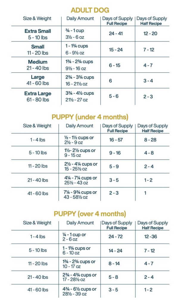 chicken and rice dog food feeding guide