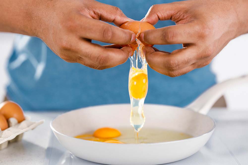 cracked raw egg over dog food