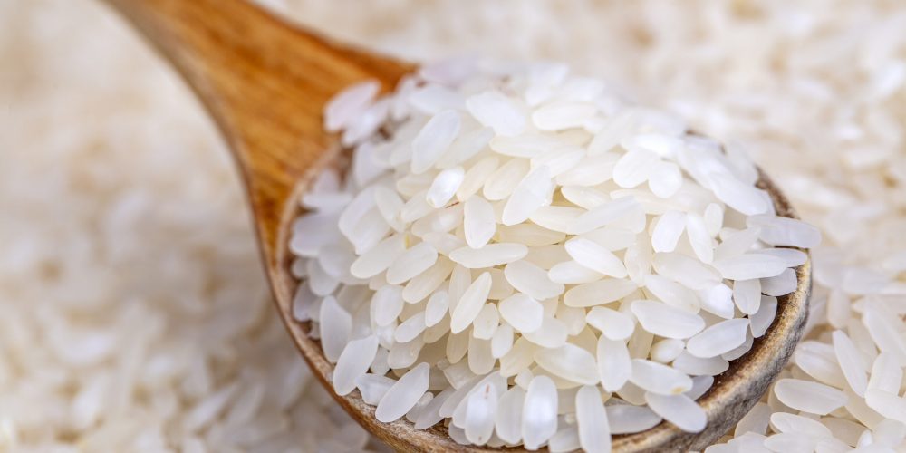 Organic raw rice, healthy food concept .